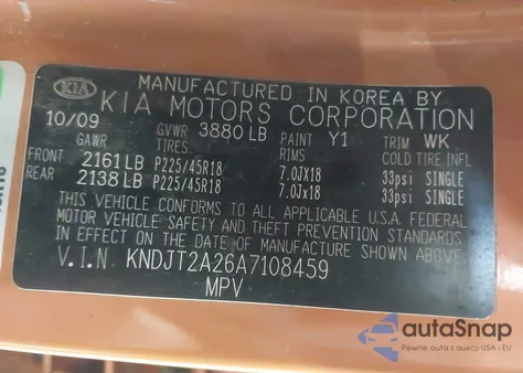 2010 Kia Soul + from USA, damaged, VIN KNDJT2A26A7108459